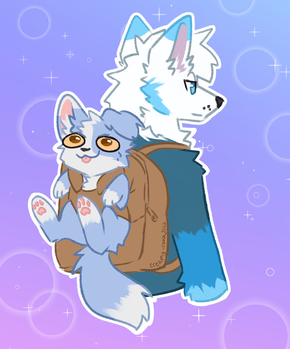 Shifty strapped to a backpack, worn by another character.