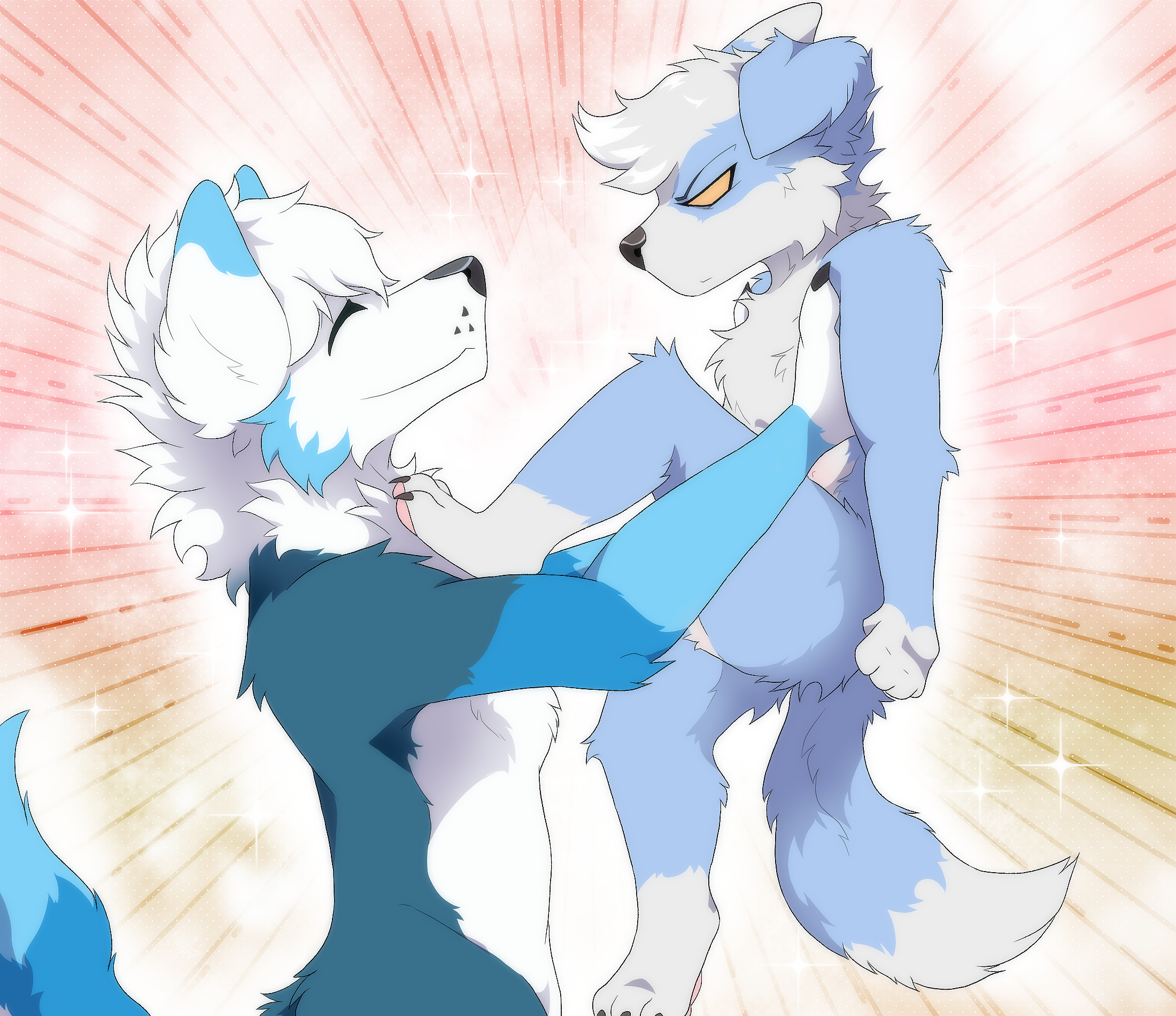 Shifty being held up by another character.